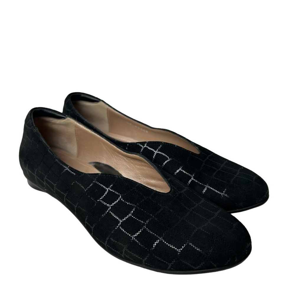 BeautiFeel Women's Jolie Black Croc Print Suede Flats Shoes US 8-8.5/EU 39